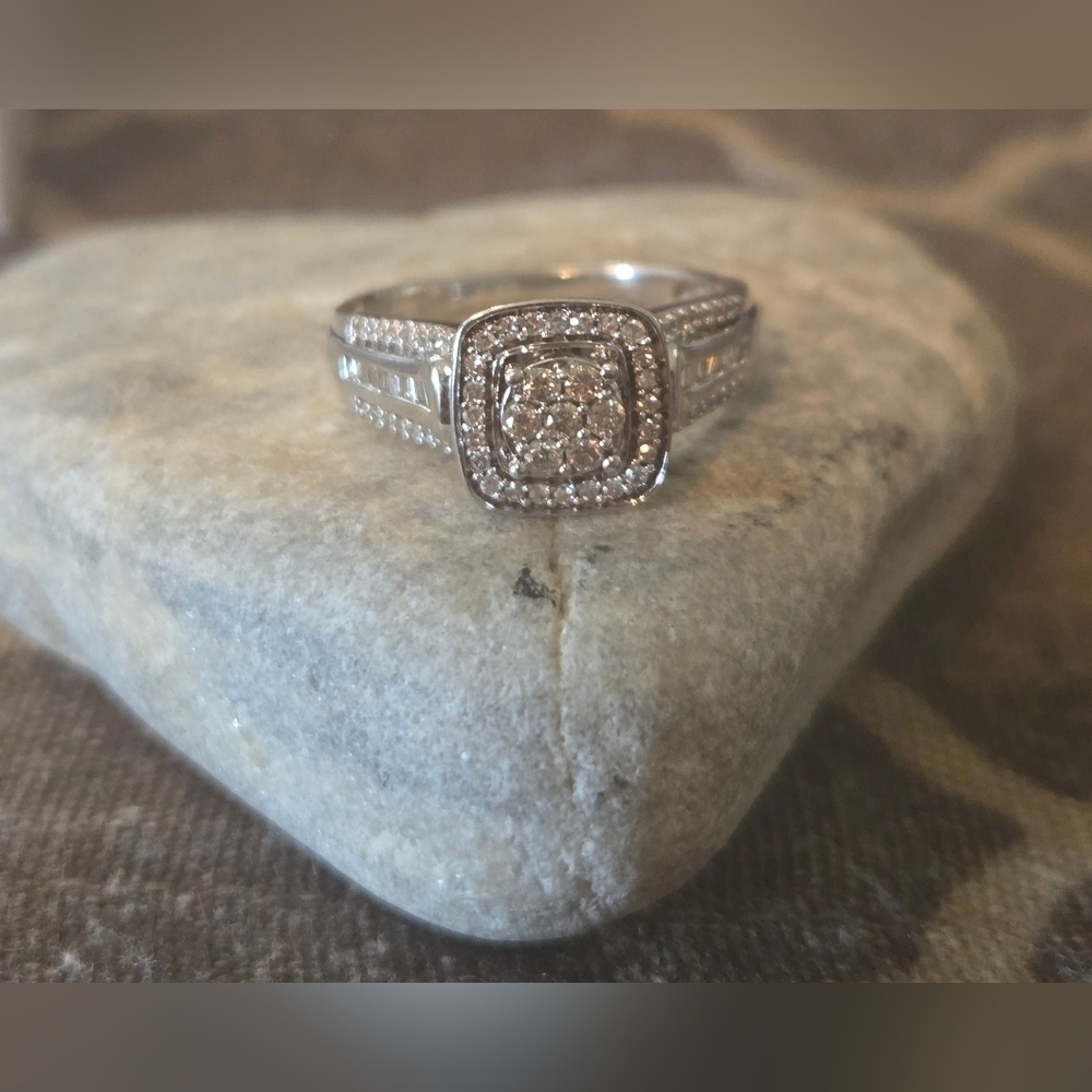 Diamond Wedding Ring Set | Size 7, 6.75 | 925 Sterling Silver | 0.51 ctw - Picture 5 of 16